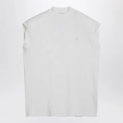 Attico White Sleeveless Cotton Tank Top With Logo In White