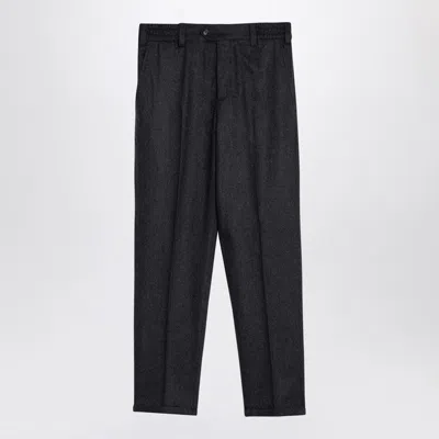 Pt Torino Wool Trousers With Concealead Closure In Gray