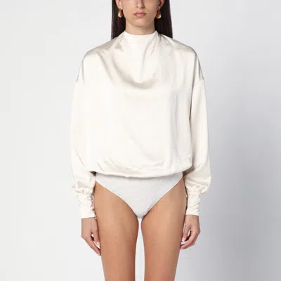 The Andamane Sylvia Milk-white Bodysuit In Green