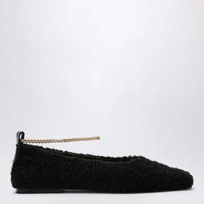 Maria Luca Chic Ballerina Flats With Chain Ankle Strap In Black