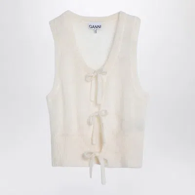 Shop Ganni White Mohair Lace-up Vest In Neutrals