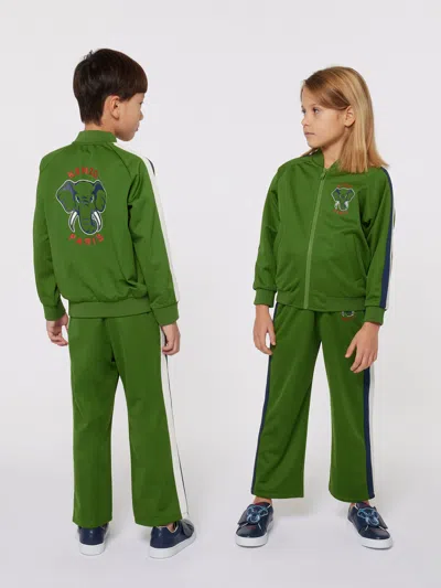 Kenzo Elephant-print Track Trousers In Green