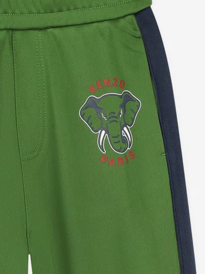 Kenzo Elephant-print Track Trousers In Green