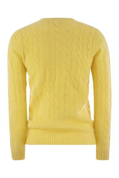 Polo Ralph Lauren Julianna Pima Cotton Cable Stitch Jumper In Yellow