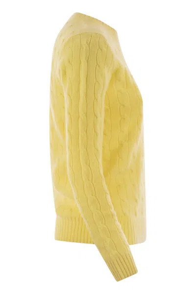 Polo Ralph Lauren Julianna Pima Cotton Cable Stitch Jumper In Yellow