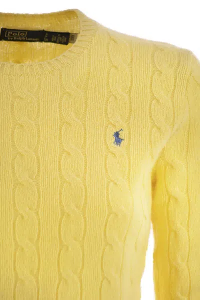 Polo Ralph Lauren Julianna Pima Cotton Cable Stitch Jumper In Yellow