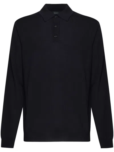 Zanone Ribbed Cuffs And Hem Polo Shirt In Blue