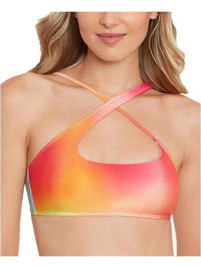 Salt + Cove Juniors Womens Printed Criss-cross Back Bikini Swim Top In Multi