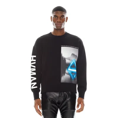 Hvman Crew Sweatshirt In Black Graphic In Black