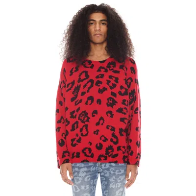 Cult Of Individuality Animal Print Sweater In Red