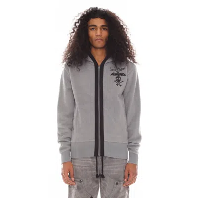 Cult Of Individuality Lucky Bastard Zip Hoody In Heather Grey In Grey