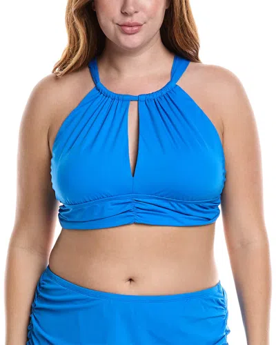 La Blanca Island Goddess High Neck Bikini Top In Blue