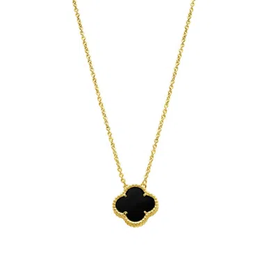 Adornia 14k Gold Plated Black Flower Necklace Rose Gold In Black