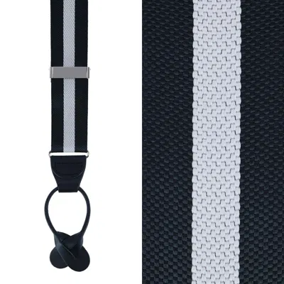 Trafalgar Montague Center Stripe Nylon Button End Braces In Black