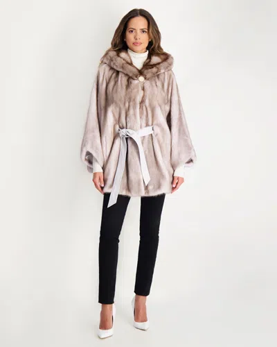 Gorski Mink Jacket With Stone Marten Hood Trim In Multi