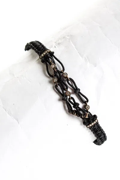 Rarities Diamond Sterling Silver Black Macramé Adjustable Bracelet 3g In Black