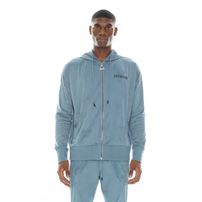 Hvman Microfiber Hoodie In Dusk Blue In Blue