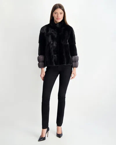 Gorski Mink Jacket With Stone Marten Trim In Black