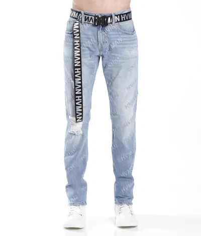 Hvman Strat Belted Super Skinny Jeans In Blue