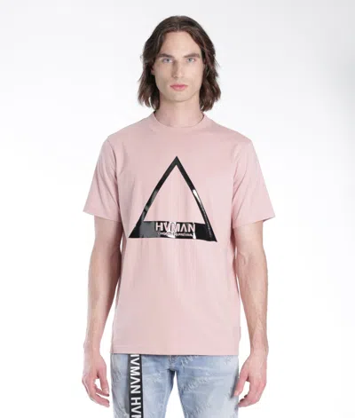 Hvman Triangle Cotton Logo Graphic Tee In Pink