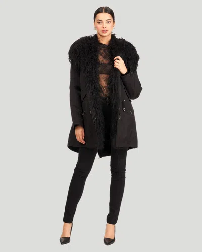 Gorski Parka With Lamb Trim In Black