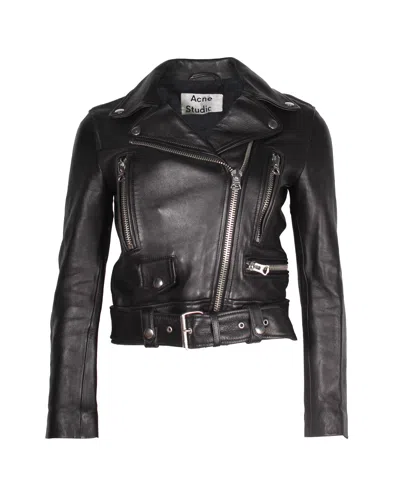 Acne Studios Mock Biker Jacket In Black Leather