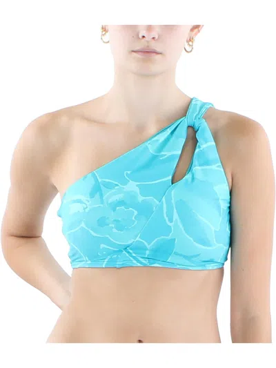 Carmen Marc Valvo Womens Printed Nylon Bikini Swim Top In Blue
