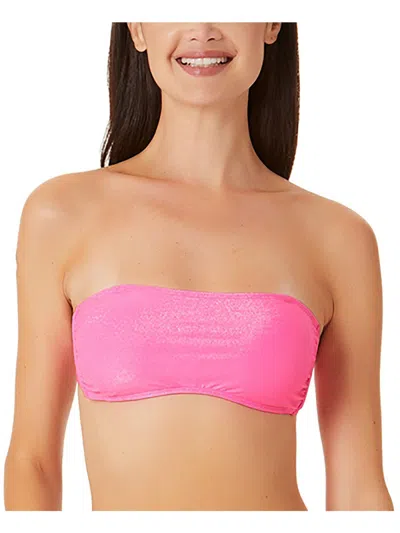 California Waves Juniors Womens Metallic Bandea Bikini Swim Top In Pink