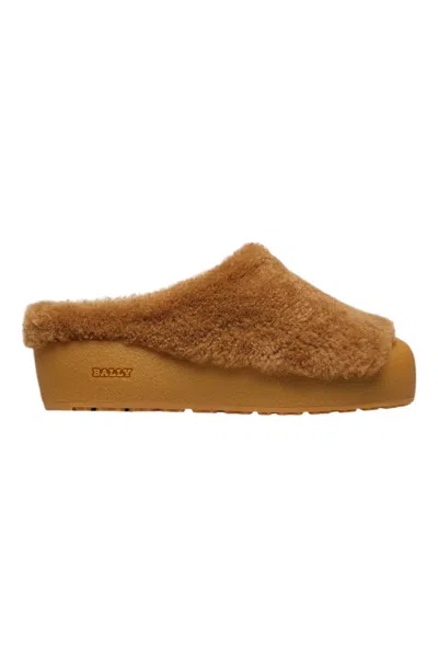 Bally Crans Shearling Slippers In Brown