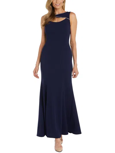 Nw Nightway Womens Full Length Embellished Evening Dress In Blue