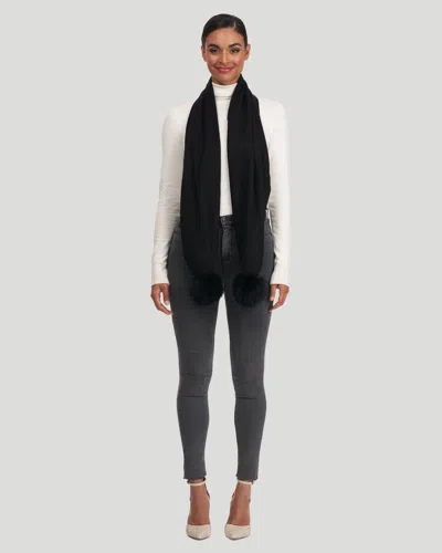 Gorski Wool Scarf With Fox Pompom In Black