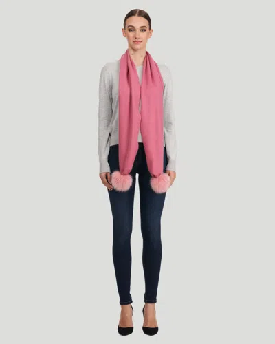 Gorski Wool Scarf With Fox Pompom In Pink