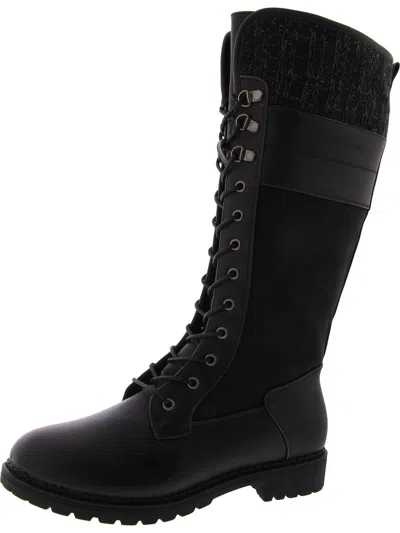 Wanderlust Lucy Womens Leather Lace-up Knee-high Boots In Black