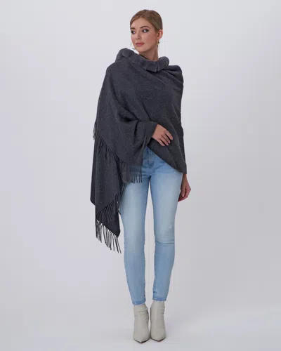 Gorski Cashmere Stole With Rex Rabbit Square Trim In Grey