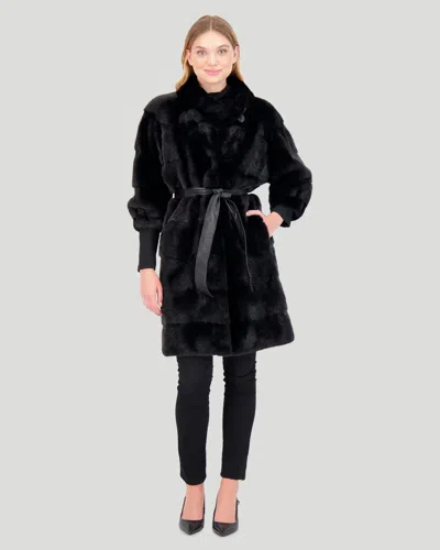 Gorski Mink Stroller With Stand Collar In Black