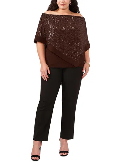 Msk Women's Sequined Off-the-shoulder Top In Gold
