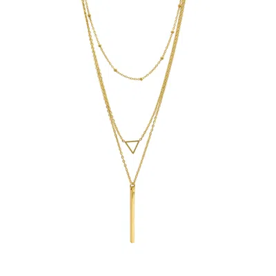 Adornia Tarnish Resistant 14k Gold Plated Layered Pendant Necklace Set In Gold