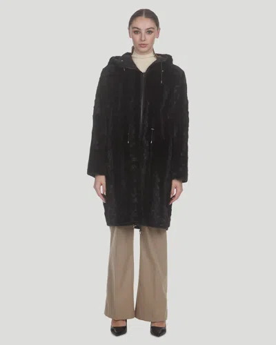 Gorski Mink Sections Parka Reversible To Nylon In Black