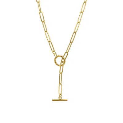 Adornia Tarnish Resistant 14k Gold Plated Slide Thru Paper Clip Chain Lariat In Gold