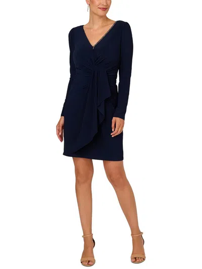 ADRIANNA PAPELL WOMENS EMBELLISED ABOVE KNEE BODYCON DRESS 