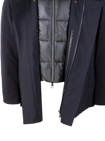 Montecore Double Breasted Down Jacket In Dark Blue