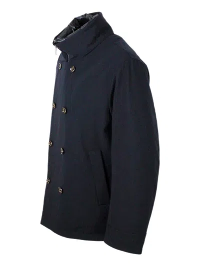 Montecore Double Breasted Down Jacket In Dark Blue
