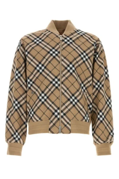 Burberry Mens Linden Ip Check Check-pattern Relaxed-fit Wool-blend Bomber Jacket In Multicolor