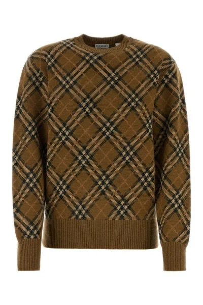 Burberry Brown Check Jumper In Wool And Mohair In Multicolor