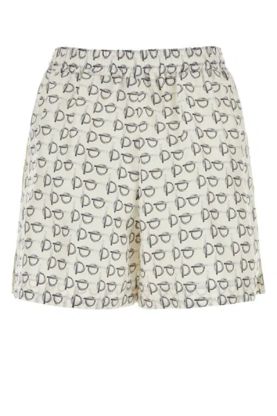 Burberry B Closure Print Silk Shorts In Multicolor