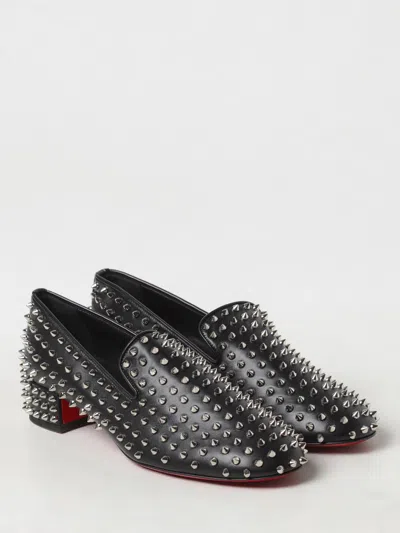Christian Louboutin Spikeasy Studded Red Sole Slip-on Loafers In Black