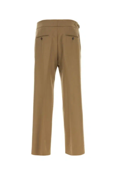 Dolce & Gabbana Stretch Virgin Wool Pants With Side Martingale In Brown