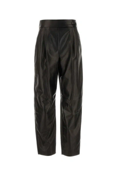 Giorgio Armani Black Leather Pant In Black