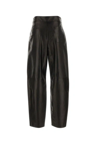 Giorgio Armani Black Leather Pant In Black