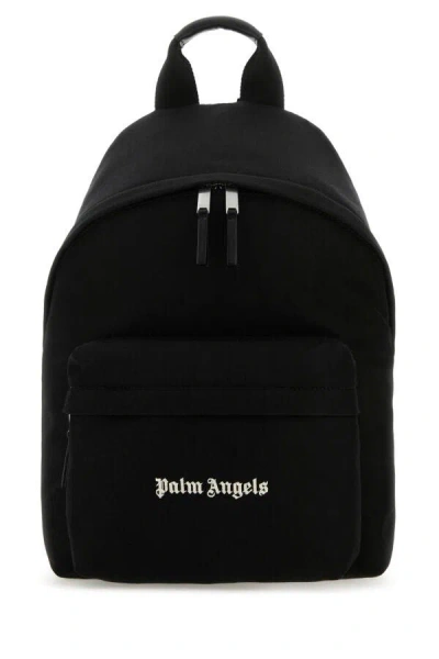 Palm Angels Logo Embroidered Zipped Backpack In Black